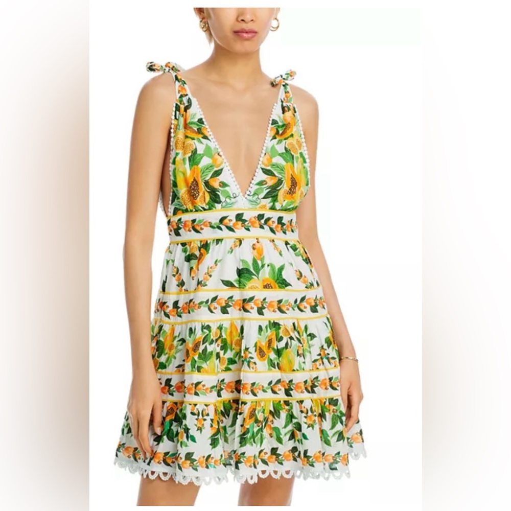 NWT XXS FARM Rio Papaya Print Mini Dress